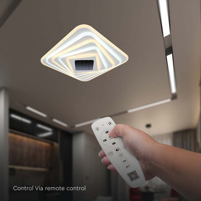 150W Lampă de Design Smart pentru Plafon 3000K+6000K Dimabil, cu Telecomandă [4]