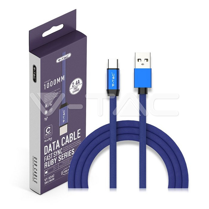 1m. Cablu Tip C USB Albastru Ruby Series [3]