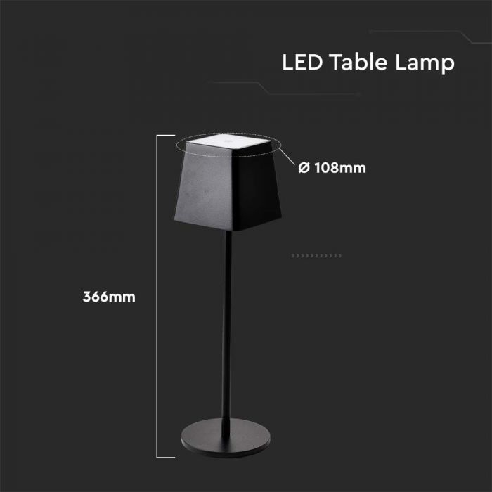 2W Lampă de Masă Corp Negru IP54 3000K [4]