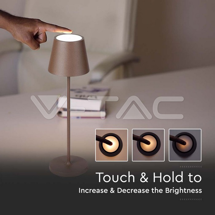 2W Lampă de Masă LED (4400mA Baterie) IP54 corp maro 3000K [3]