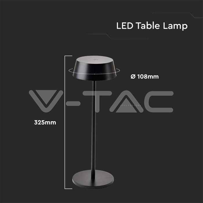 2W Lampă de masă LED corp negru IP54 3000K [5]