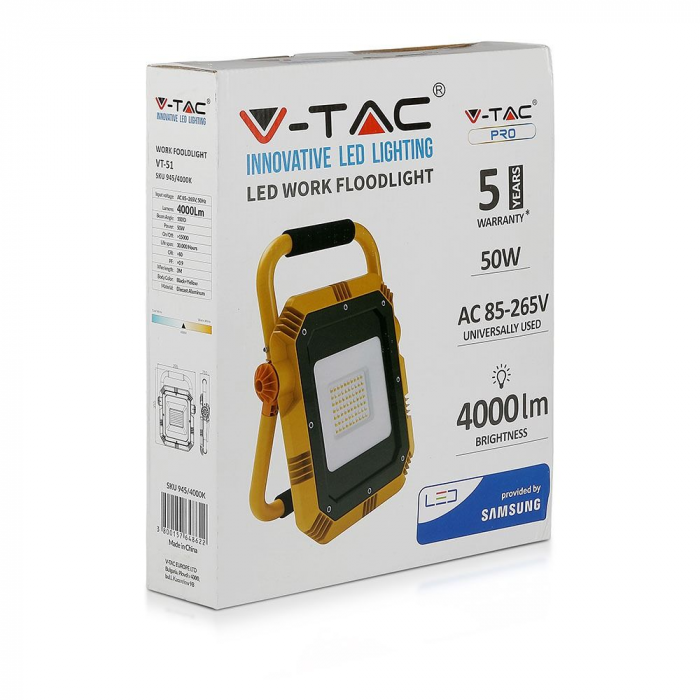 Proiector LED V-TAC, 50W, Pentru lucru, Cip SAMSUNG, IP44 [4]