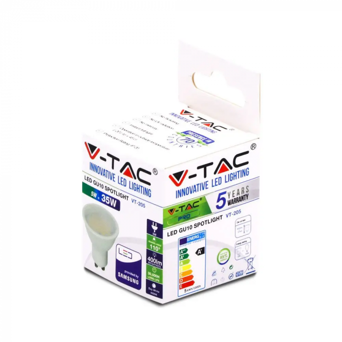 Spot LED V-TAC GU10, 5W, 400lm, Cip Samsung, 5 ani garantie [3]