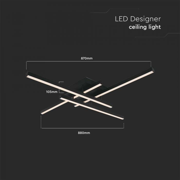 38W LED Designer Lumină de Plafon Neagră 850*850*105mm 3000K [3]