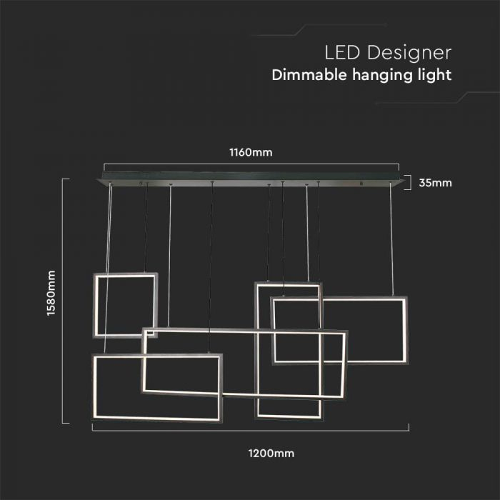 45W LED Lampă Suspendată de Design 120*50*60CM Corp Negru 3000K [3]