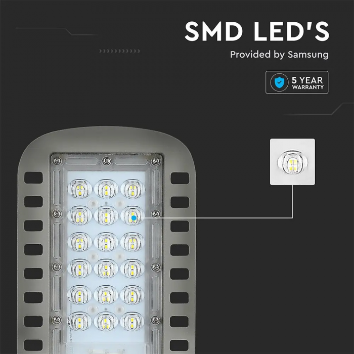 Lampa Stradala LED V-TAC, 30W, Slim, 3600lm, Cip Samsung, 120lm/W, 5 ani Garantie [8]