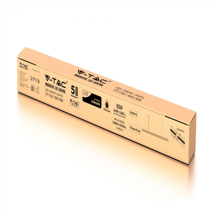 Lampa LED Liniara V-TAC, 60W, Conectabila, Cip Samsung, Lumina Neutra, Dimabila [5]