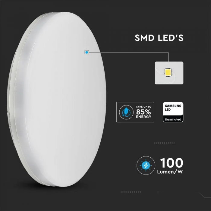 Aplica LED V-TAC, IP44, Cip Samsung, 3 ani Garantie, Rotunda [5]