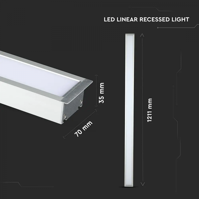 Lampa LED Liniara V-TAC, 40W, Cip Samsung, Montaj Incastrat, Conectabila, Garantie 5 ani, Gri [7]