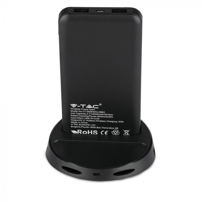 8000mAh Bateria Externă Încărcare Wireless & Display Negru Stativ Lampă Negru [5]