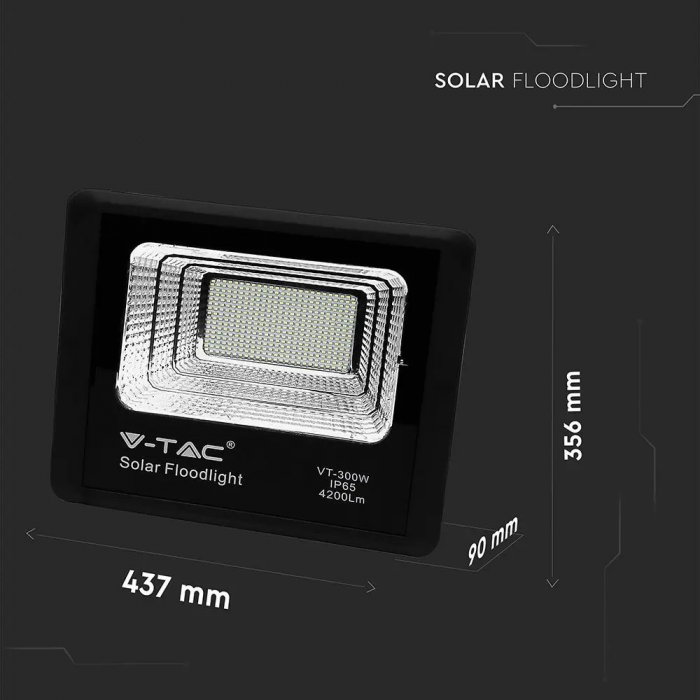 Proiector LED V-TAC cu Panou solar, 50W, IP65, 6000K, 4200lm [6]