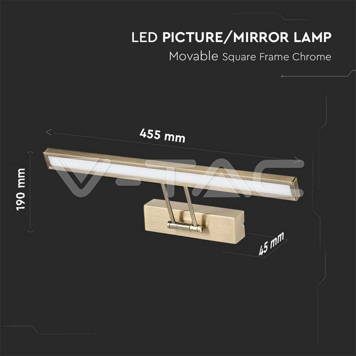 8W LED Lampă de tablou/oglindă auriu 3000K [3]