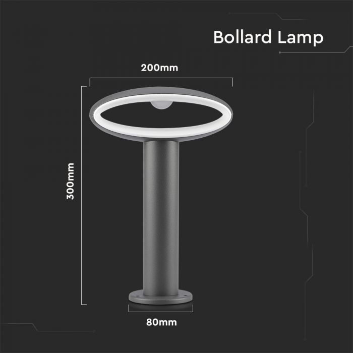 9W LED Bollard Lamp Gri Închis Aluminiu 30cm 3000K IP54 [2]