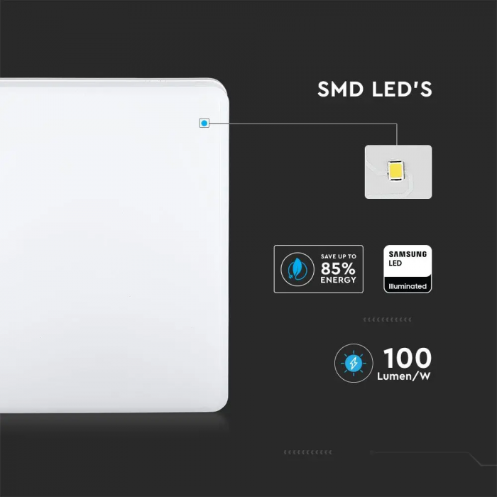 Aplica LED V-TAC, IP44, Cip Samsung, 3 ani Garantie, Patrata [6]