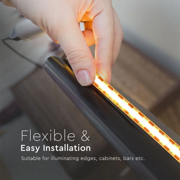 Banda LED COB V-TAC, 24V, 10w/m, 280 leduri/m, CRI>80, 800lm/m, Rola 5m [6]