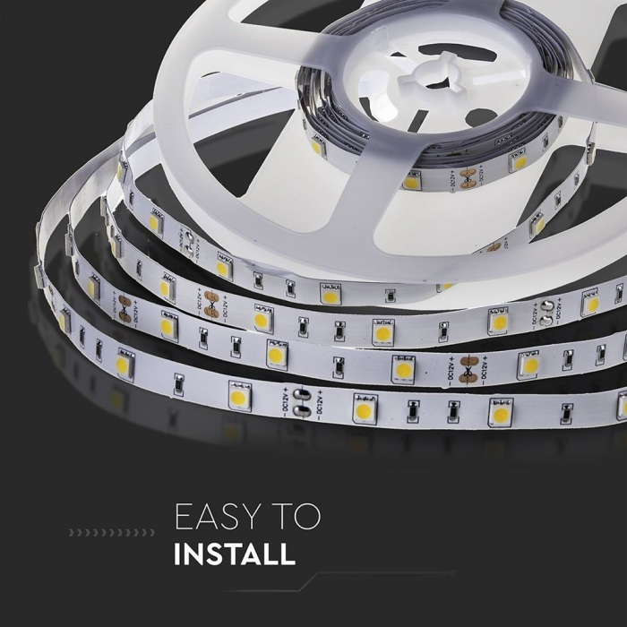Banda LED V-TAC, 12V, 4.8w/m, 30 leduri/m, CRI>80, 500lm/m, IP20, Rola 5m [3]