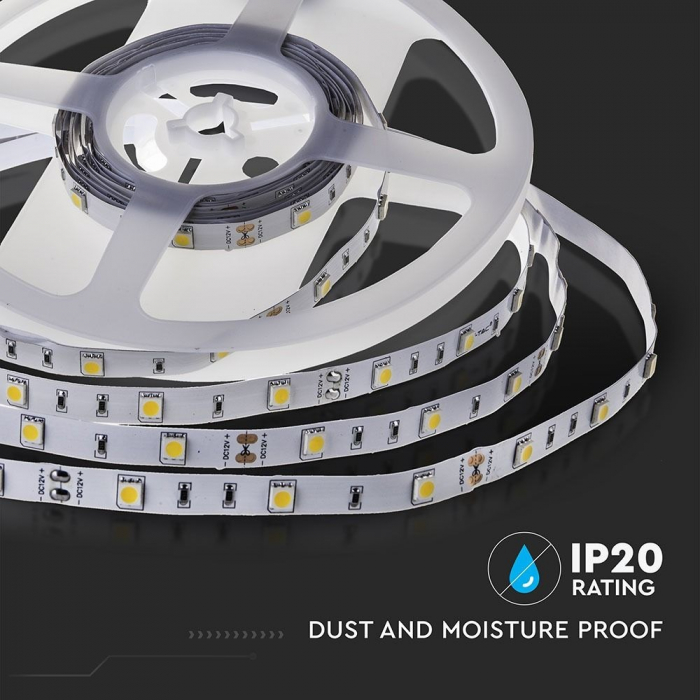 Banda LED V-TAC, 12V, 4.8w/m, 30 leduri/m, CRI>80, 500lm/m, IP20, Rola 5m [5]