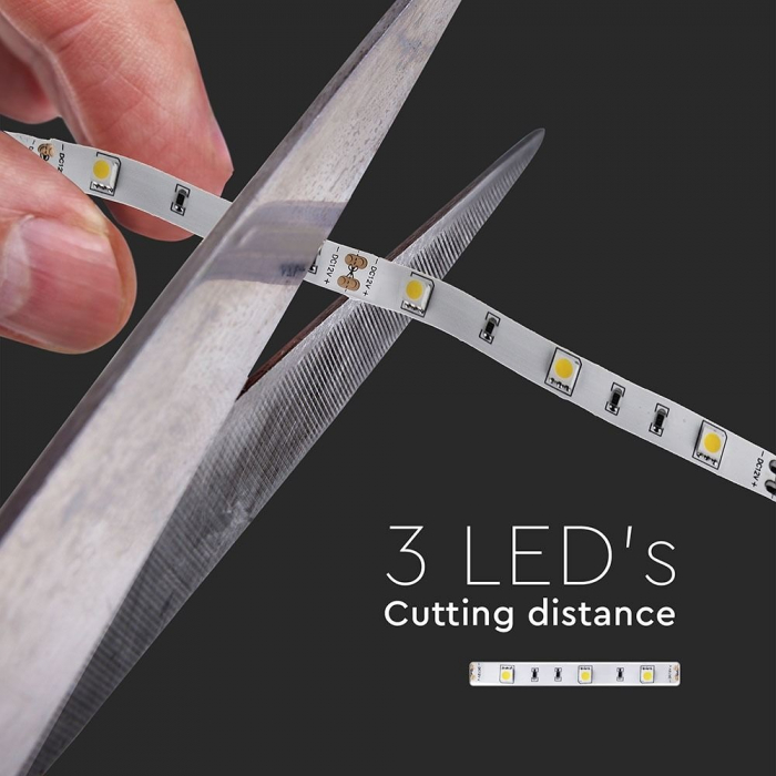 Banda LED V-TAC, 12V, 4.8w/m, 30 leduri/m, CRI>80, 500lm/m, IP20, Rola 5m [8]