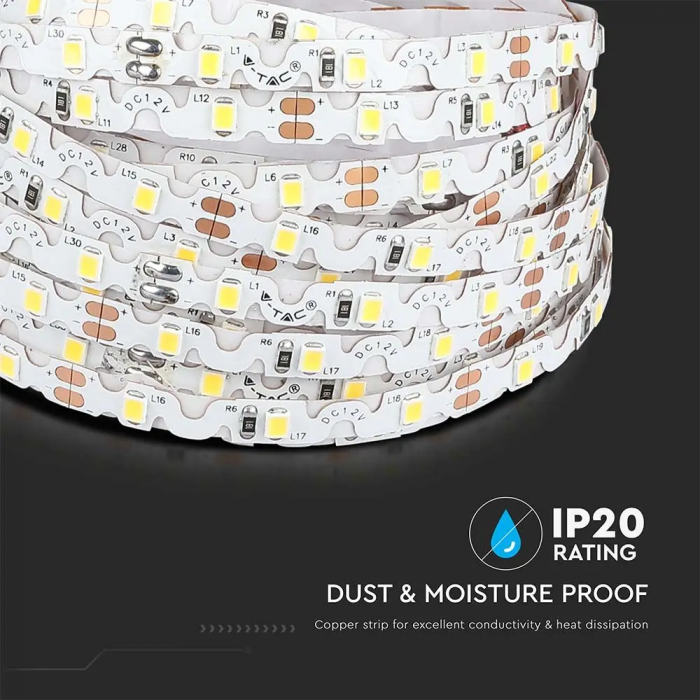 Banda LED V-TAC, 12V, 5w/m, 60 leduri/m, CRI>80, 420lm/m, IP20, Rola 5m [6]