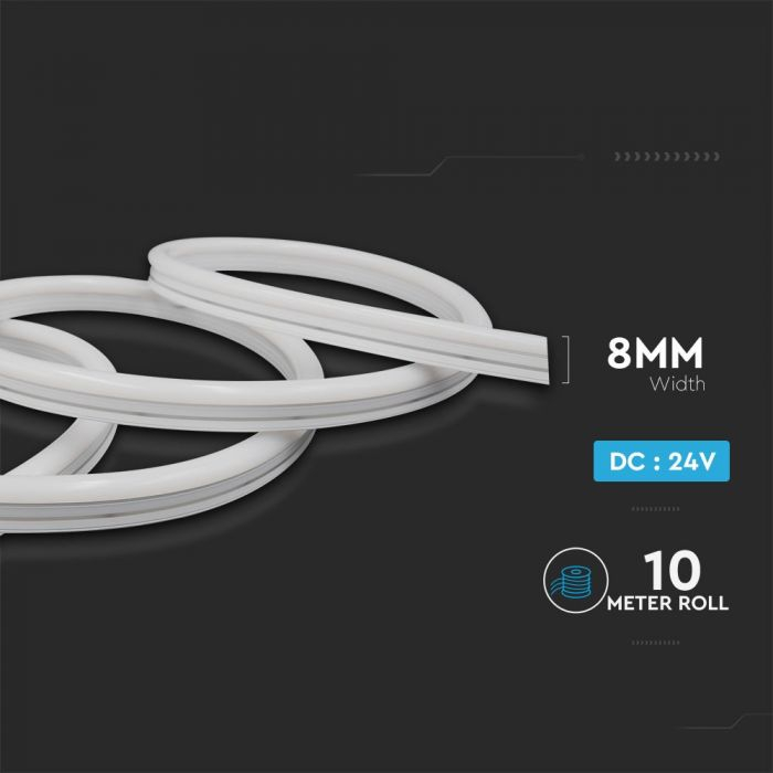 Banda LED V-TAC NeonFlex, 6.5W/M, Galbena, IP68, 24V, Rola 10ml [7]