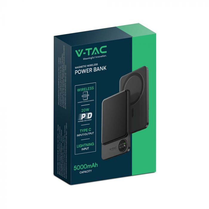 Baterie externa magnetica cu incarcare rapida, 5000mAh, Gri [2]