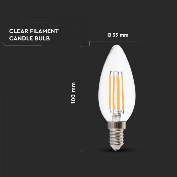 Bec Led 4W cu filament, 2700K, E14 [3]