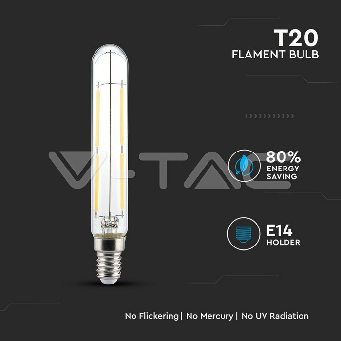 Bec LED 4W E14 T20 Filament Sticlă Clară 3000K [3]