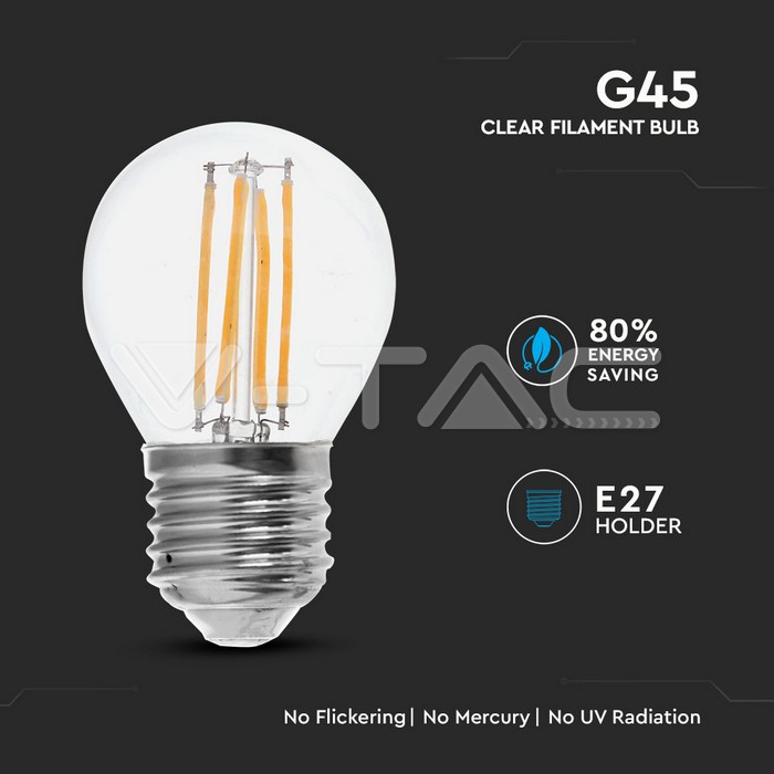 Bec LED 6W filament E27 G45 Clear Cover 2700K [2]