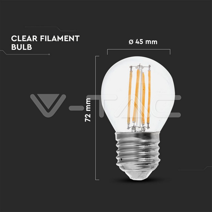 Bec LED 6W filament E27 G45 Clear Cover 2700K [3]