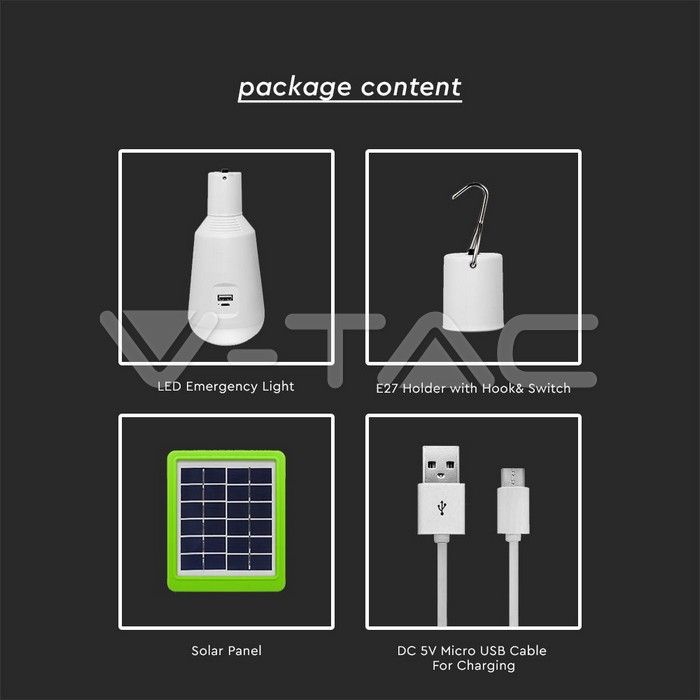 Bec LED 7W Funție de Emergență & Panou Solar 3 in 1 [5]