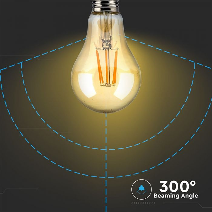 Bec Led 8W cu filament, A67, Amber, E27, 2200K [5]