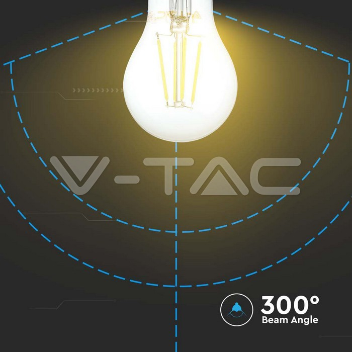 Bec LED 8W filament E27 A60 dimabil clear cover 3000K [3]