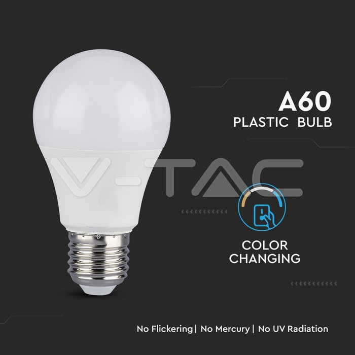 Bec LED 9W A60 schimbarea culorilor E27 termoplastic [2]