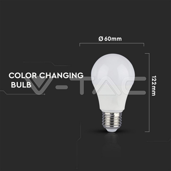 Bec LED 9W A60 schimbarea culorilor E27 termoplastic [3]