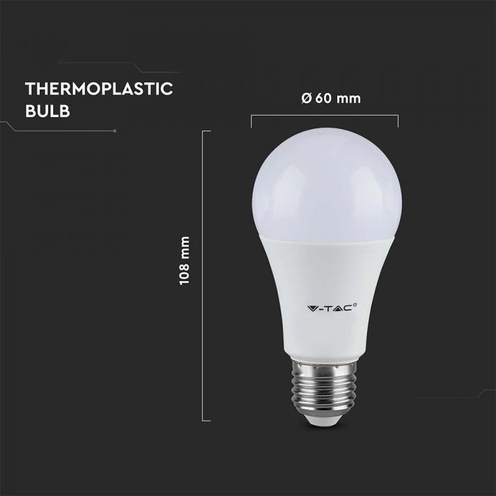 Bec LED 9W E27 A60 Thermoplatic Alb Cald (2700K) [3]