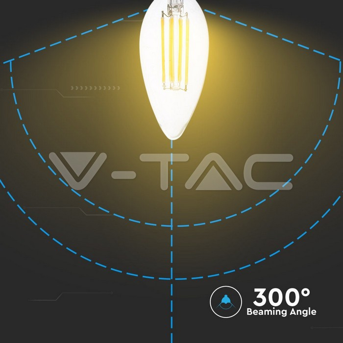 Bec LED lumânare 6W filament E14 sticlă clară 2700K [2]