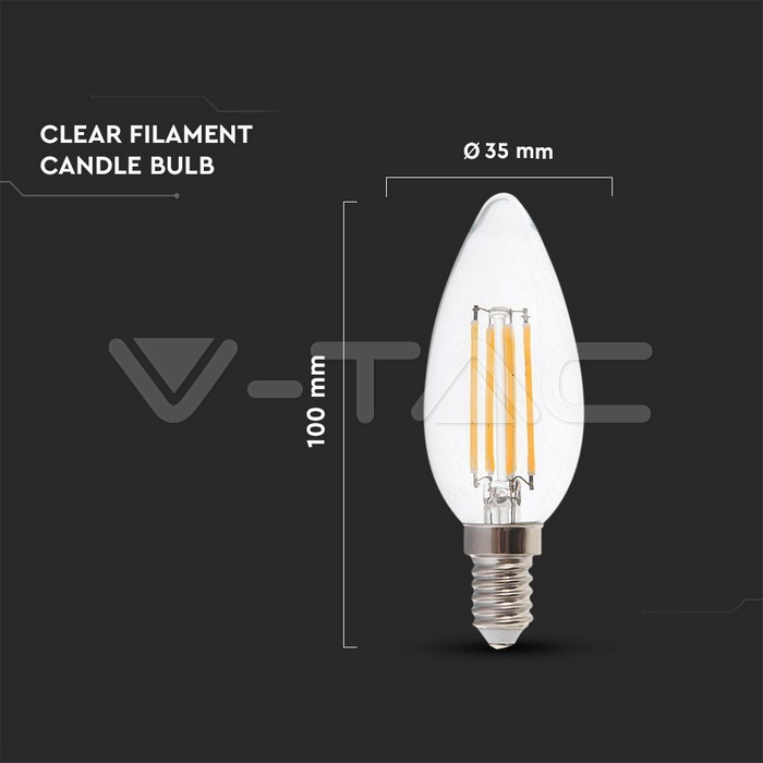 Bec LED Lumânare filament Cip SAMSUNG 4W E14 sticlă clară 2700K [3]