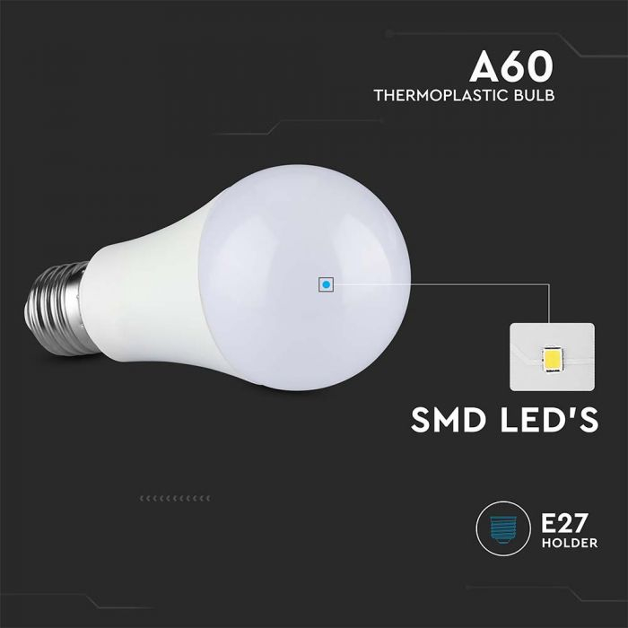 Bec LED V-TAC 8.5W, A60, E27, Lumina rece(6400K) [4]