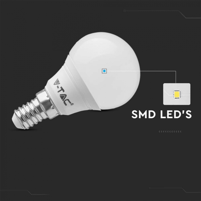 Bec LED V-TAC, 4.5W, 470lm, E14, P45, 4000K, Cip Samsung, 5 ani garantie [3]