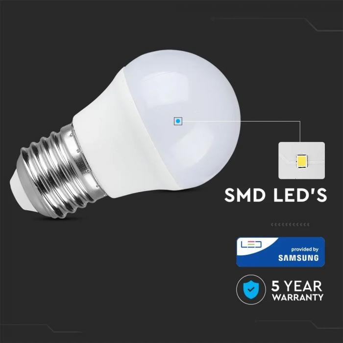Bec LED V-TAC, 5.5W, G45, 470lm, E27, Cip Samsung [2]