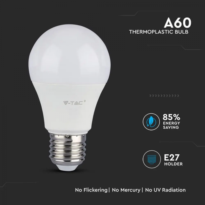 Bec LED V-TAC, 8.5W, 1055lm, E27, A60, Cip Samsung, 5 ani garantie [4]