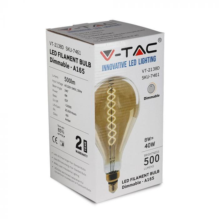 Bec LED V-TAC,  8W, E27, Filament, Dimabil, 2000K [2]