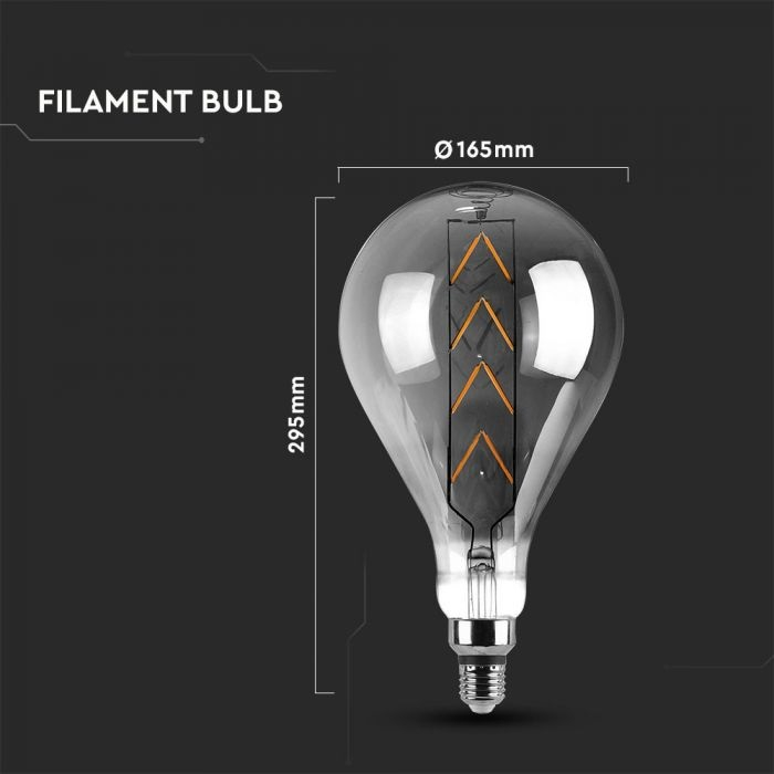 Bec LED V-TAC, 8W, E27, G165, Gri, fumuriu, Dimabil, 2200K [4]
