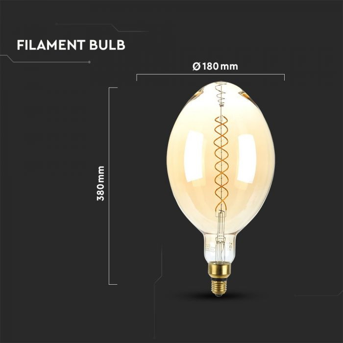 Bec LED V-TAC, 8W, E27, BF180, Filament Dublu, 2000K, Dimabil [4]