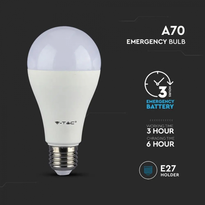 Bec LED V-TAC, 9W, E27, 806 lm, Cip Samsung, Baterie 3 ore [4]