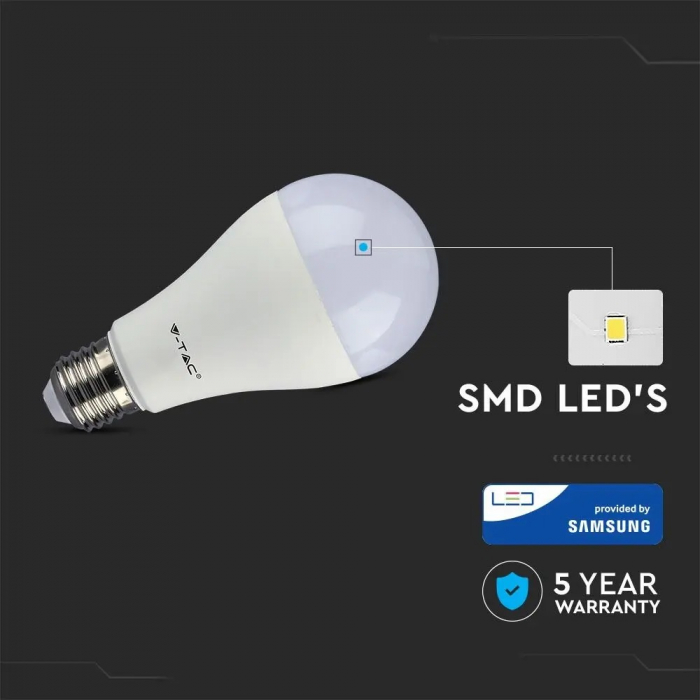 Bec LED V-TAC, 9W, E27, 806 lm, Cip Samsung, Baterie 3 ore [6]