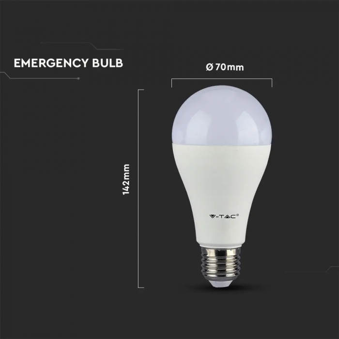 Bec LED V-TAC, 9W, E27, 806 lm, Cip Samsung, Baterie 3 ore [5]