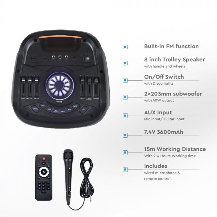 Boxa 40W V-TAC, cu microfon, RF control [6]