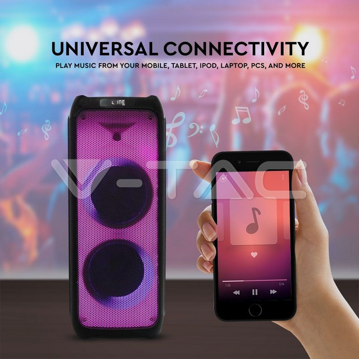 Boxa Reîncărcabilă Un Microfon RF Control RGB 2 x 10 inch 100W [2]