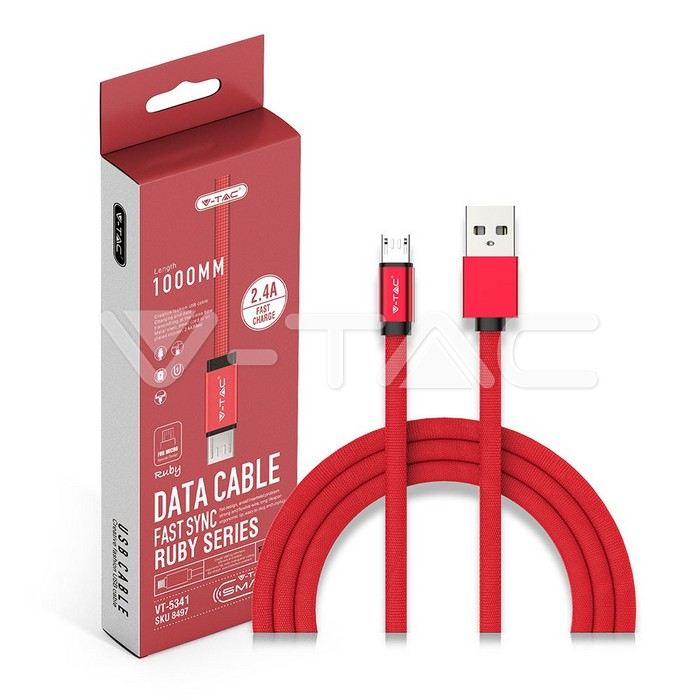 Cablu Micro USB Roșu Seria Ruby 1m [3]
